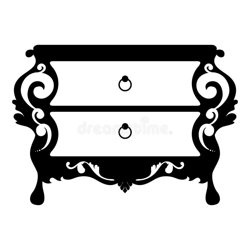 Vector silhouette of chest of drawers