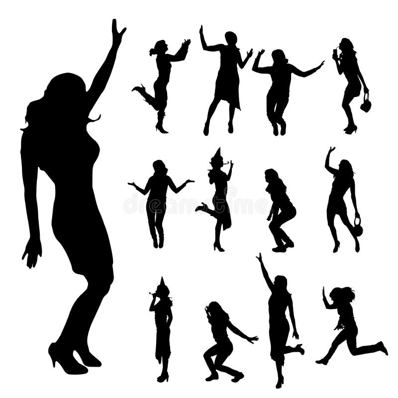 Dancing Girl Silhouettes stock vector. Illustration of modern - 37732931