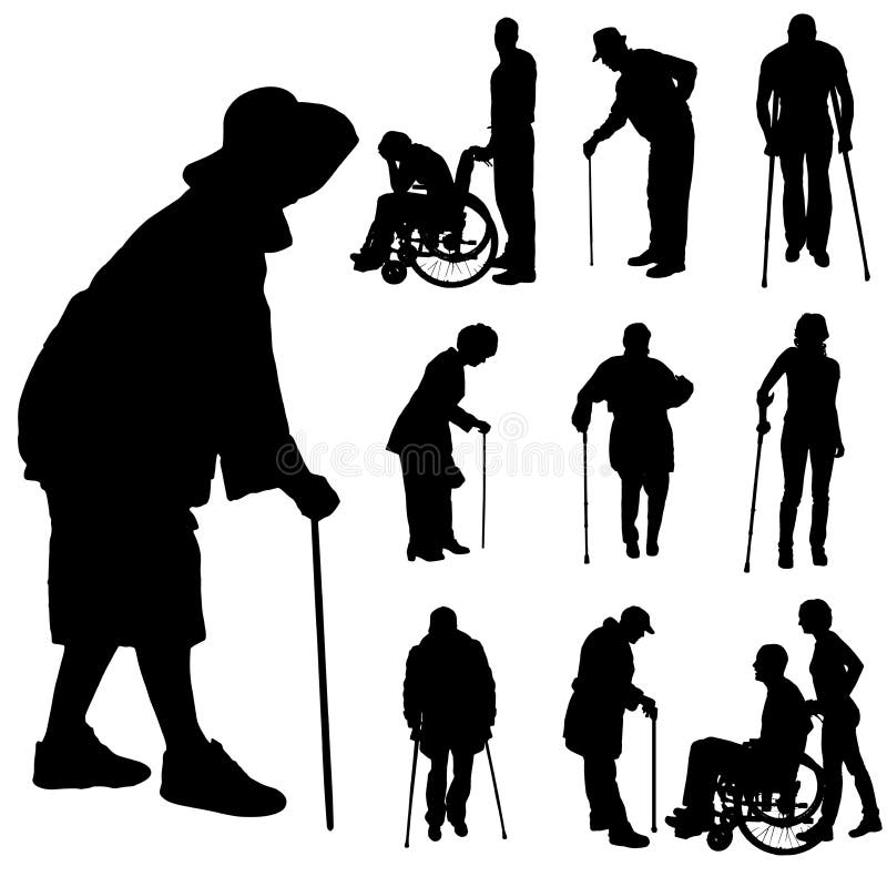 Vector Silhouette of Disabled People. Stock Illustration - Illustration ...