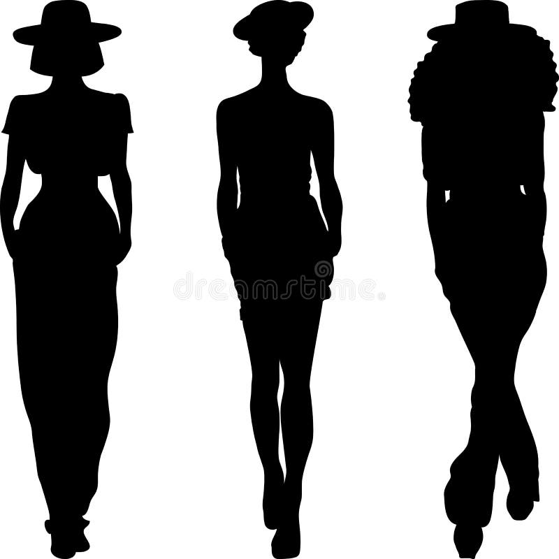 Vector Silhouette of Fashion Girls Top Models Stock Vector ...