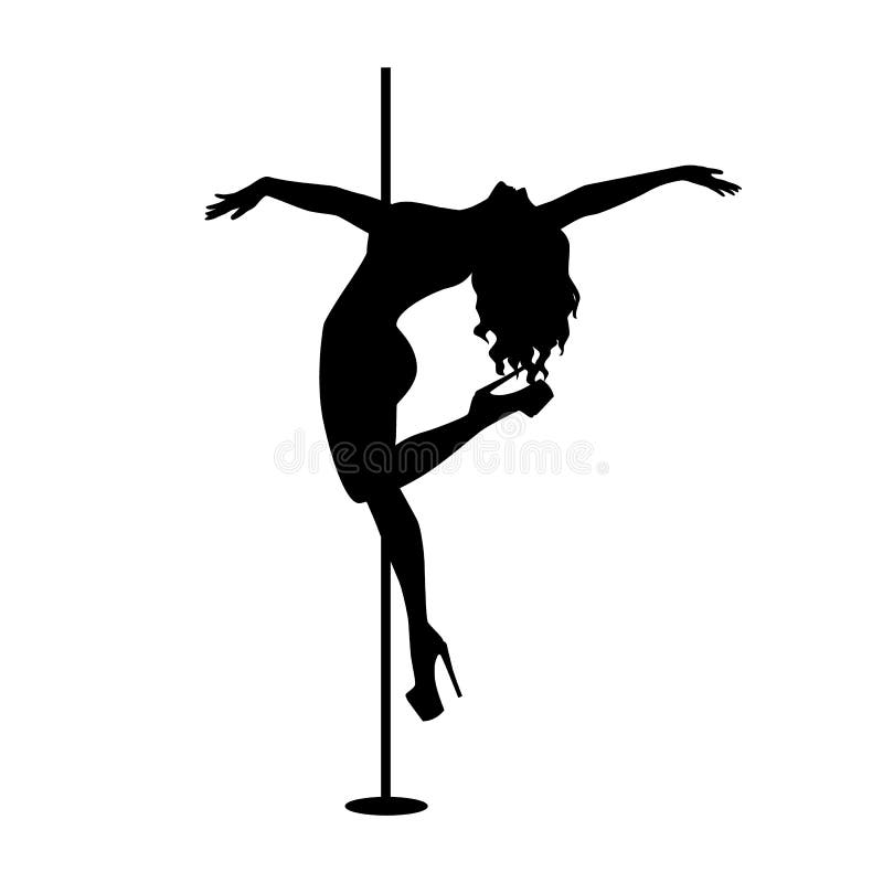 Vector Silhouette Pole Dance on a White Background Stock Vector ...