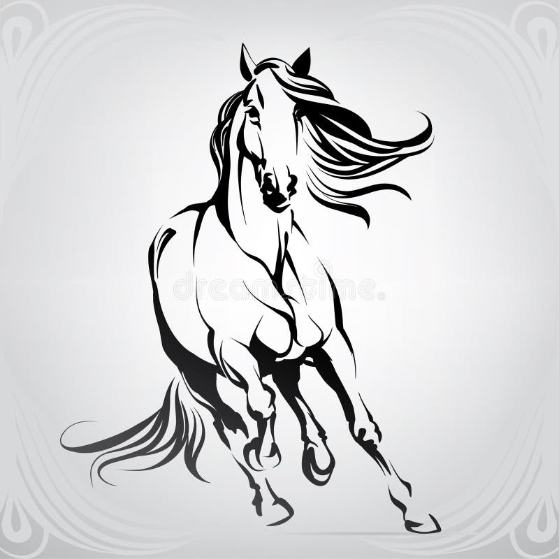 Running Horse Sketch Line Drawing On Stock Vector (Royalty Free) 312477722  | Shutterstock