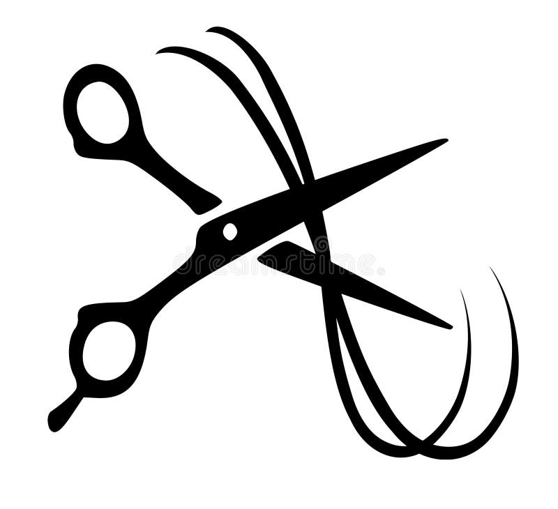 Vector Silhouette of Scissors Cutting Hair Stock Photo - Illustration of  hairdressers, barbershop: 108020936