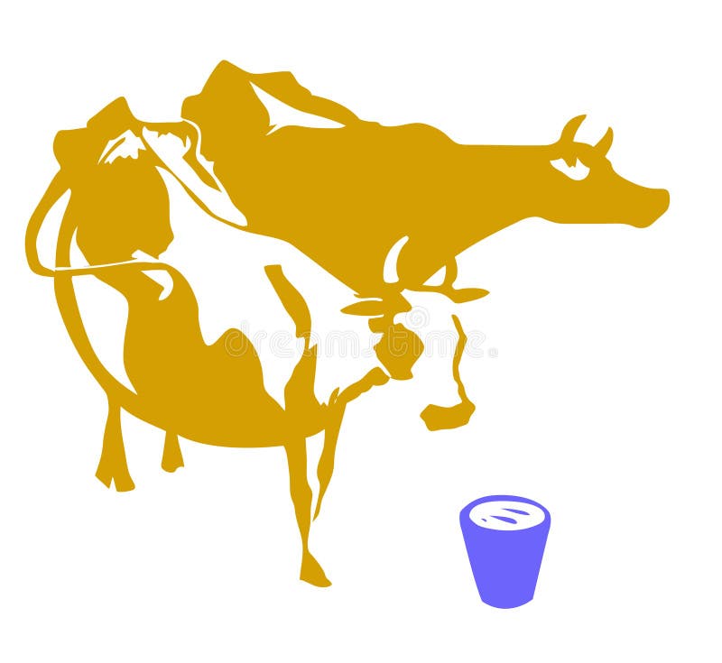 Vector silhouette two cows