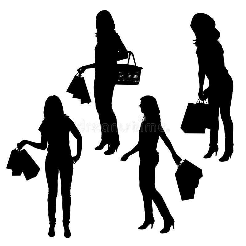Lady Shopping Bag Silhouette Stock Illustrations 3,801 Lady Shopping