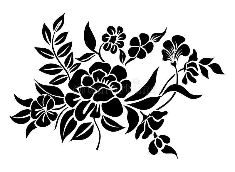 Vector Silhouettes of Abstract Vintage Flowers or Motif Isolated on ...