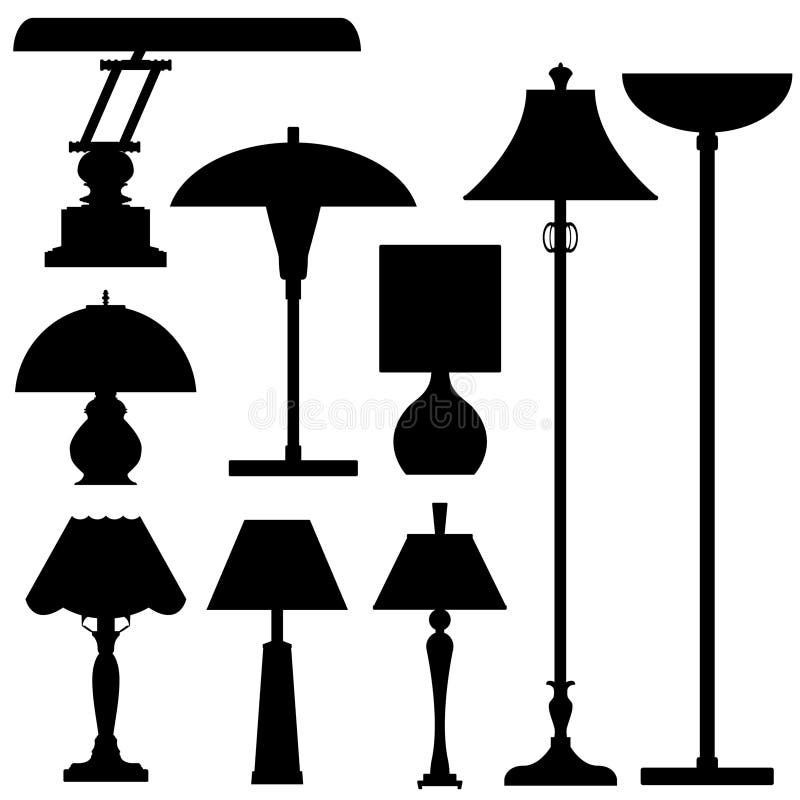 Vector Silhouettes Of Lamps And Lighting Stock Vector Illustration Of