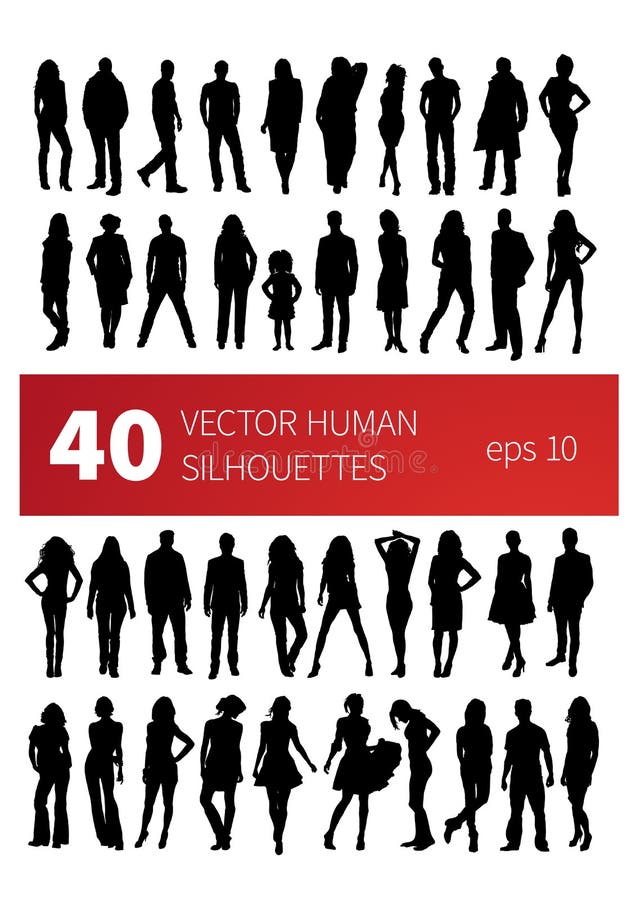 Vector silhouettes of people in various poses