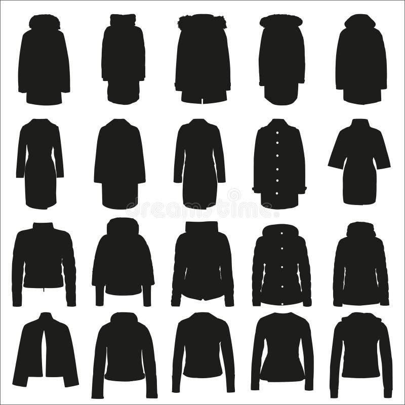 Vector Silhouettes of Winter and Autumn Clothes Stock Vector ...