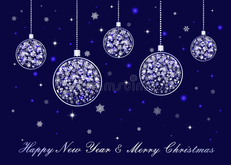 Vector silver Christmas balls on blue background royalty free illustration Vector silver Christmas balls on blue background royalty free illustration