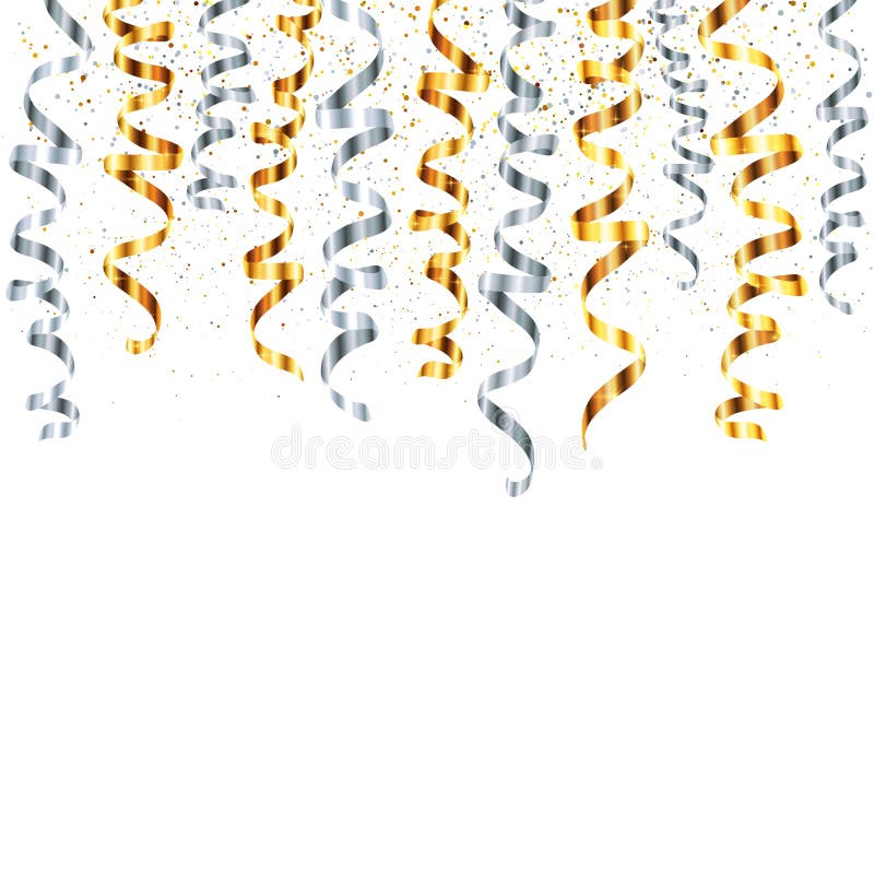 Gold Silver Streamer Confetti Background Stock Vector (Royalty Free)  450394918