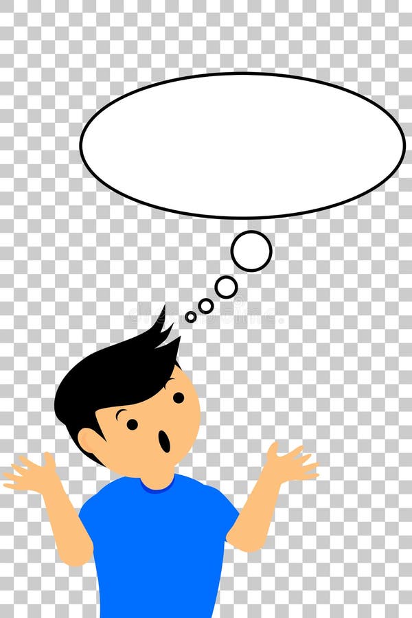 Simple vector confused boy, with bubble chat