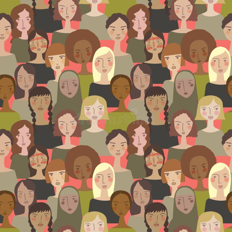 Vector simple minimalist women in Pantone's color of the year seamless pattern background vector illustration Vector simple minimalist women in Pantone's color of the year seamless pattern background vector illustration