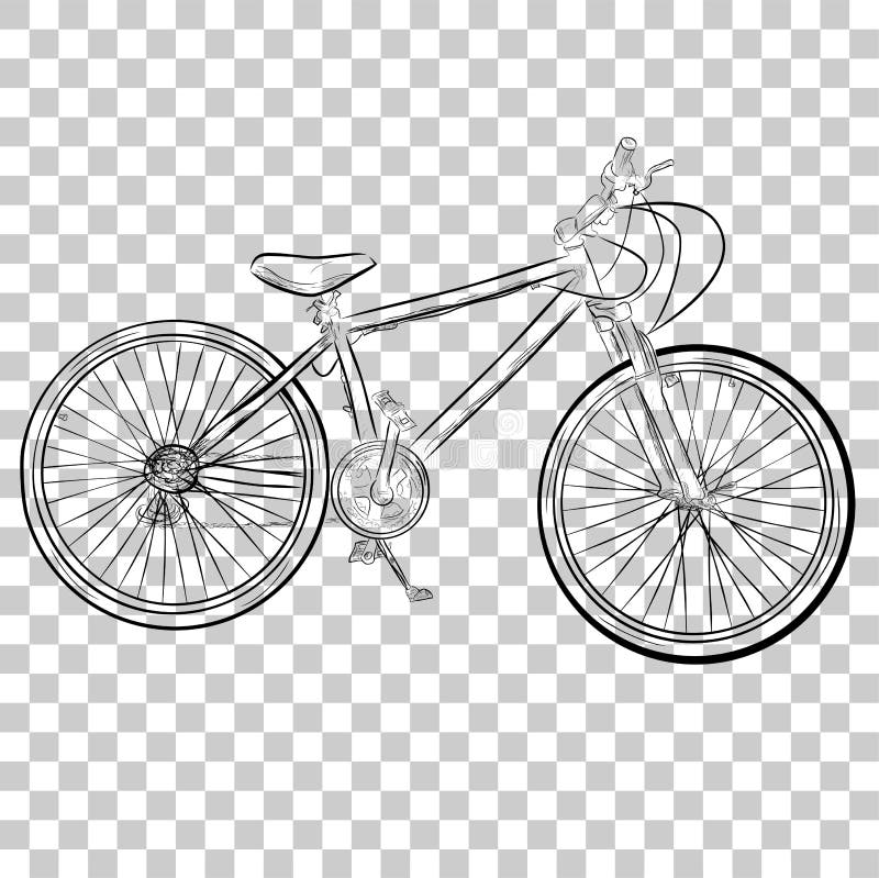 Simple sketchy mountain bike at transparent effect background