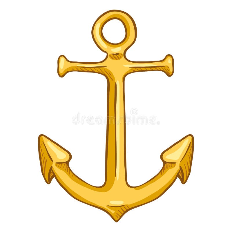 Vector Single Cartoon Color Illustration - Golden Marine Boat