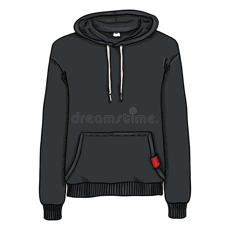 Vector Single Cartoon Illustration - Black Hoodie Sweatshirt Stock ...