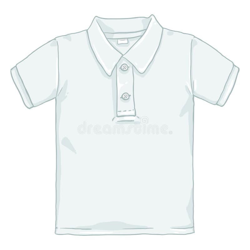 Vector Single Cartoon Illustration - White Polo Shirt Stock Vector ...