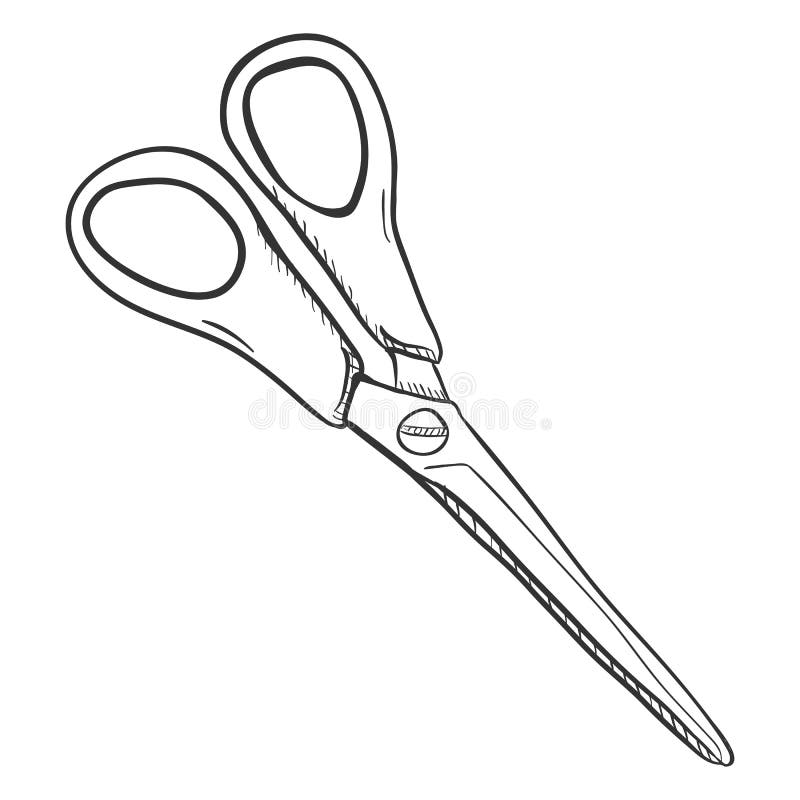 Vector Single Sketch Scissors Stock Vector - Illustration of clipart