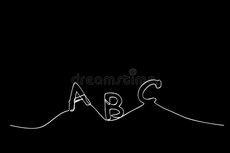 Vector Sketch Alphabet Uppercase a B C, Single Line for Design Element