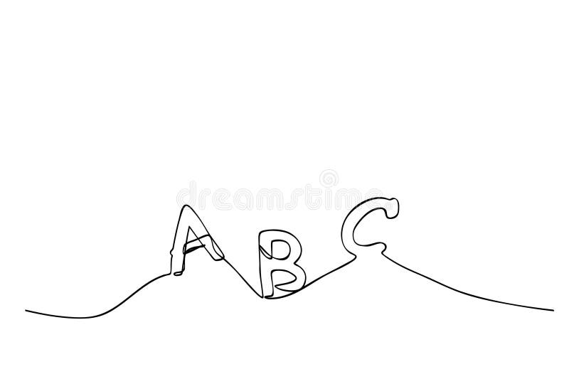 Vector Sketch Alphabet Uppercase a B C, Single Line for Design Element
