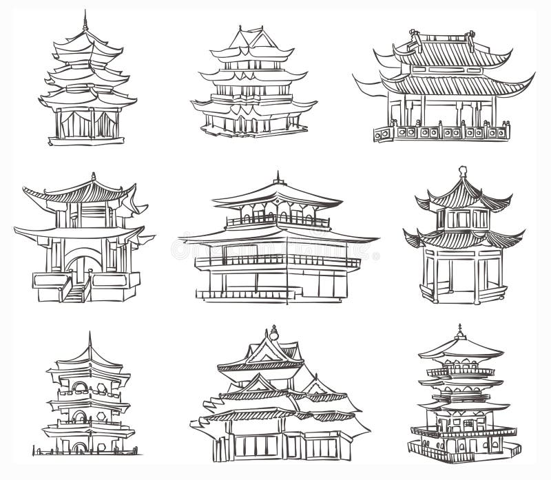 Vector sketch of chinese pagoda.