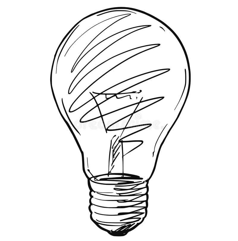 Vector Sketch Drawing Illustration of Light Bulb Stock Vector