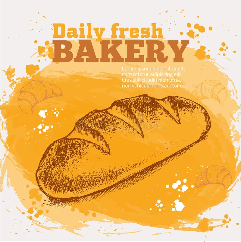 Vector sketch of fresh bread vector illustration