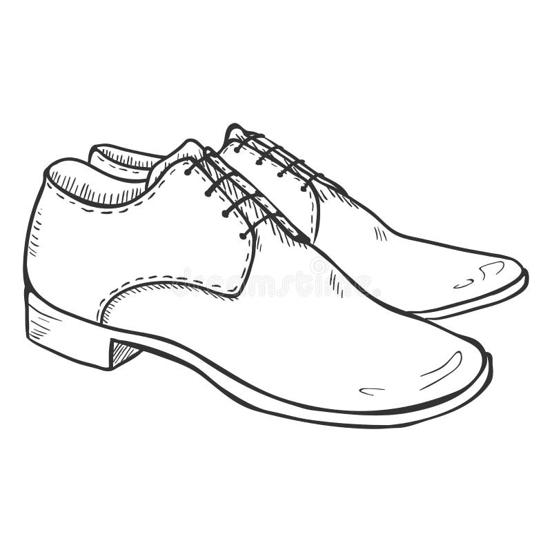 Vector Sketch Illustration Pair of Classic Men Shoes Stock Vector
