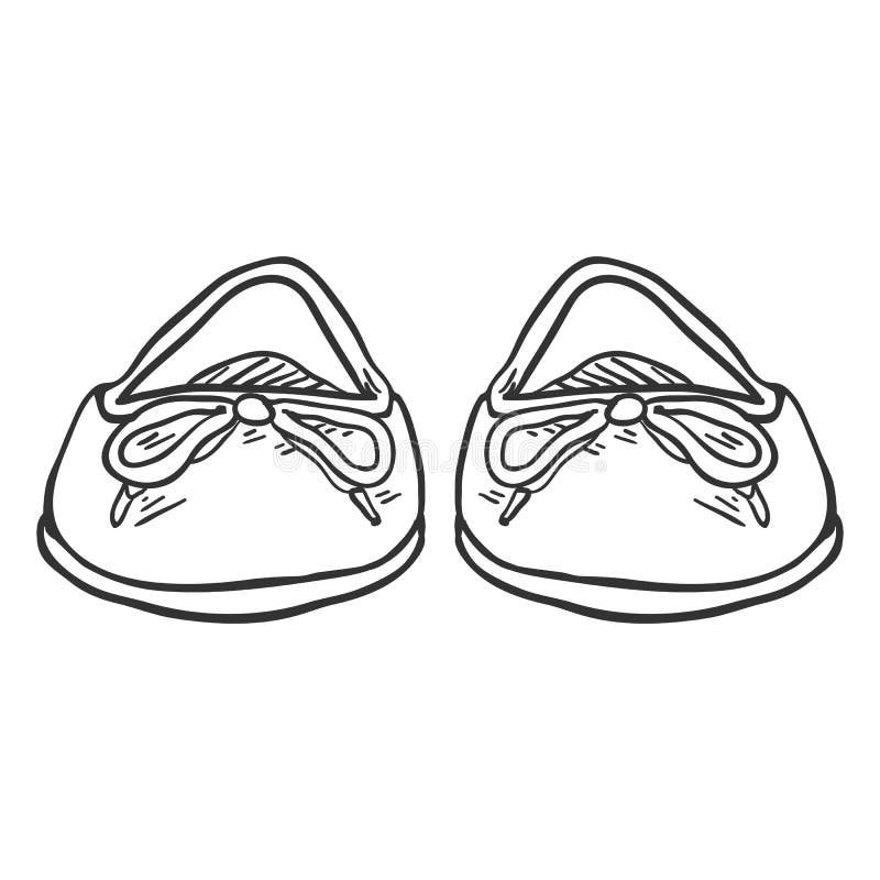 Vector Sketch Illustration Pair Of Women Ballet Flats. Front View