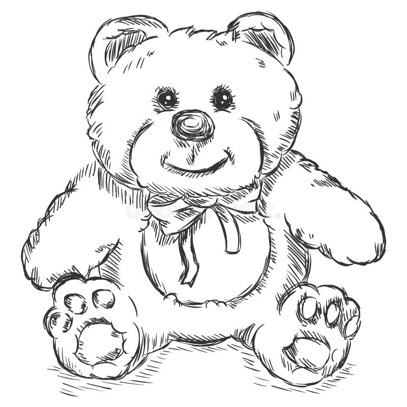 Vector Sketch Illustration Teddy Bear Stock Vector Illustration Of Outline Graphics