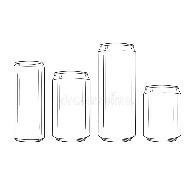 Hand drawn sketch of aluminum can in black Vector Image