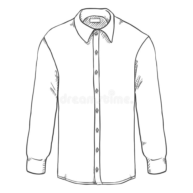 Vector Sketch Long-sleeve Classic Men Shirt Stock Vector - Illustration ...