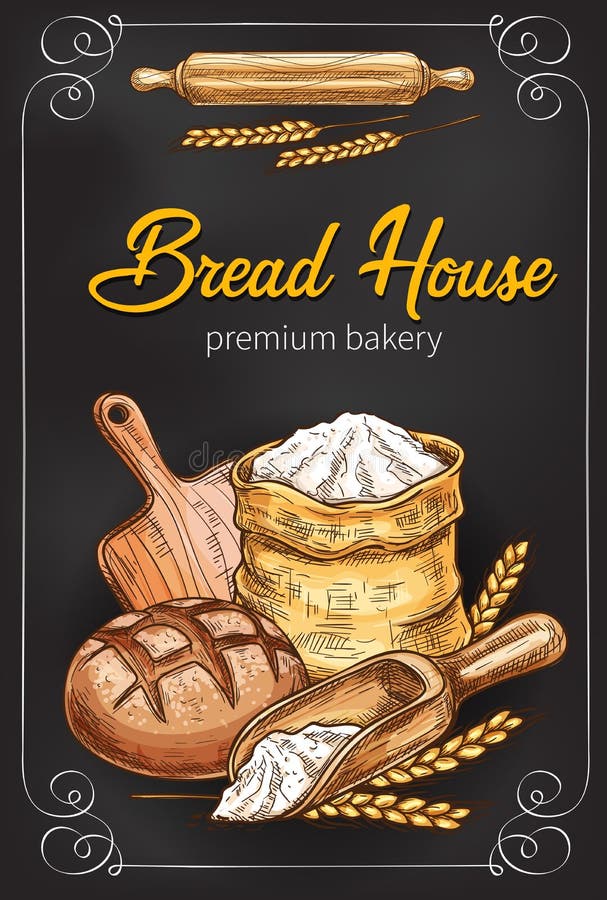 Vector sketch poster for bakery bread house royalty free illustration Vector sketch poster for bakery bread house royalty free illustration