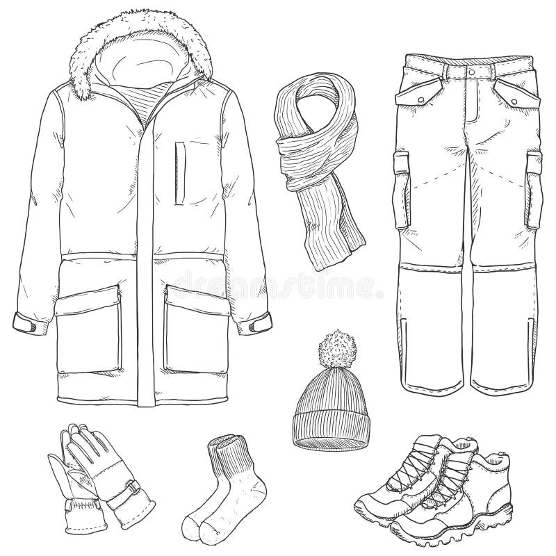 winter clothes drawing