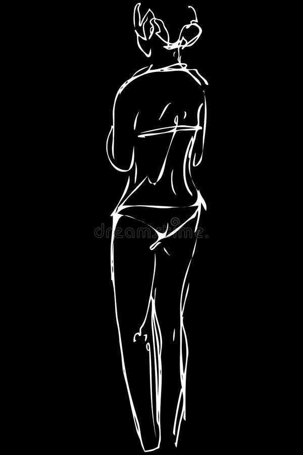 Vector sketch shapely girl in bikini stock illustration Vector sketch shapely girl in bikini stock illustration