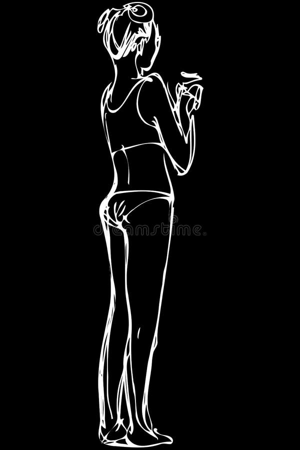 Vector sketch shapely girl in bikini vector illustration Vector sketch shapely girl in bikini vector illustration