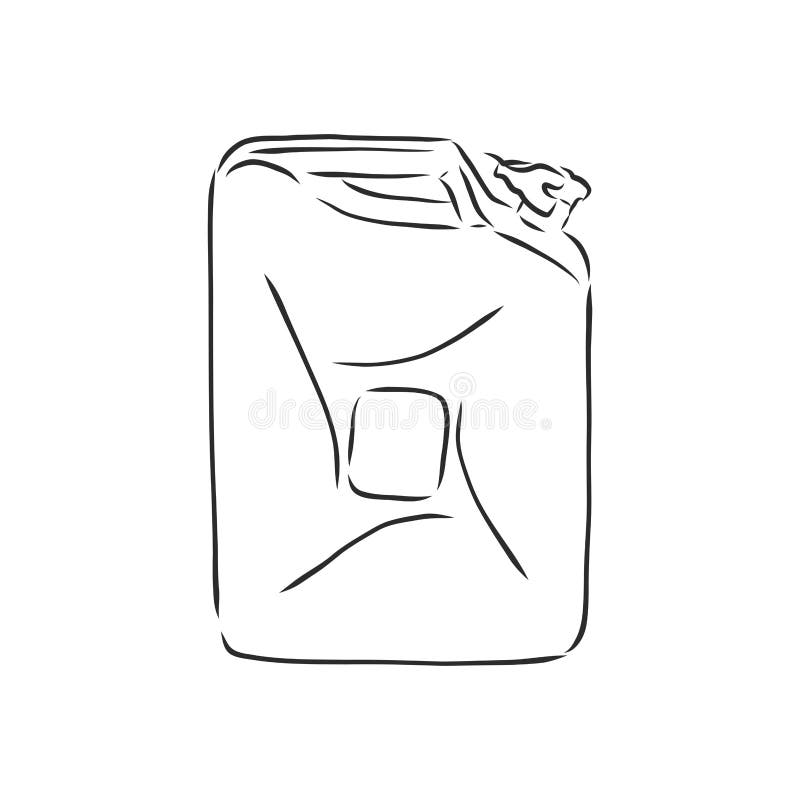 Vector Sketch Single Jerry Can, Fuel Canister, Vector Sketch