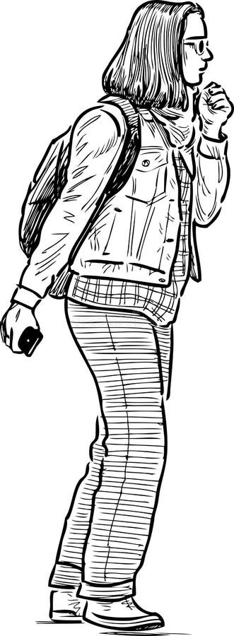 A student girl goes for a trip vector illustration A student girl goes for a trip vector illustration