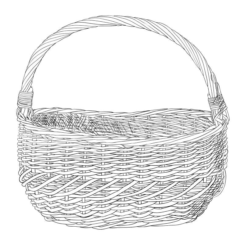 Vector Sketch of Wicker Basket Stock Vector Illustration of line