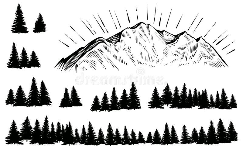 Mountain Sketch Silhouette PNG & SVG Design For T-Shirts