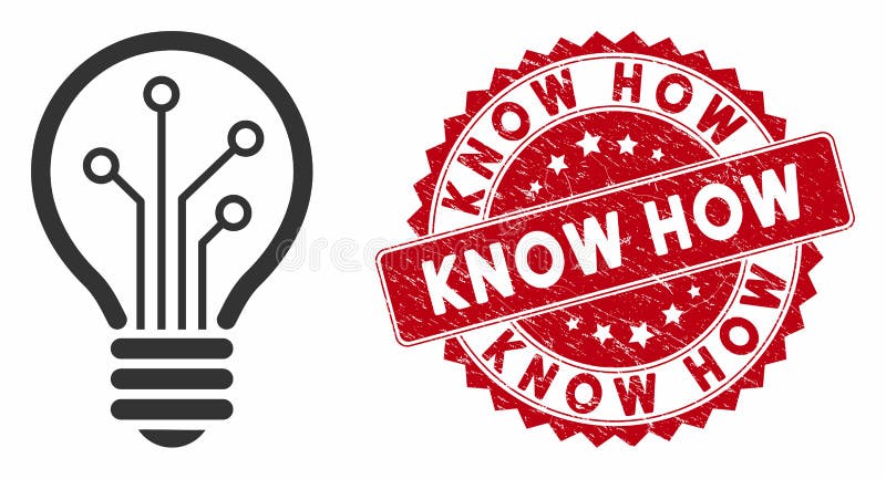 Smart Bulb Icon with Grunge Know How Seal vector illustration