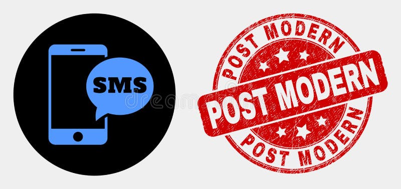 Vector Smartphone SMS Icon and Grunge Post Modern Seal royalty free illustration Vector Smartphone SMS Icon and Grunge Post Modern Seal royalty free illustration