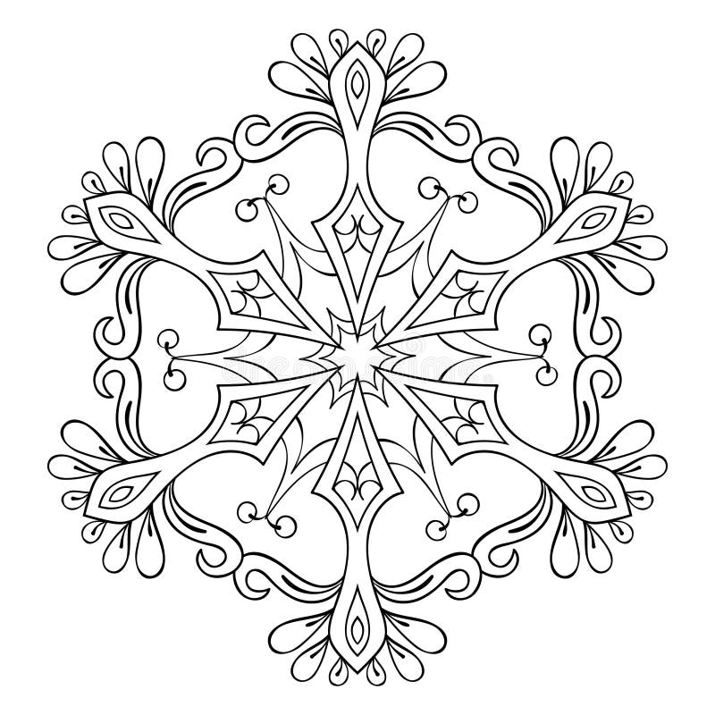 vector snow flake in zentangle style mandala for adult