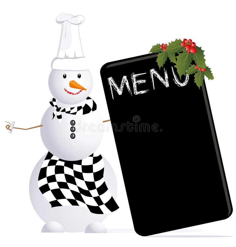 Vector snowman chef with cristmas menu. eps included.