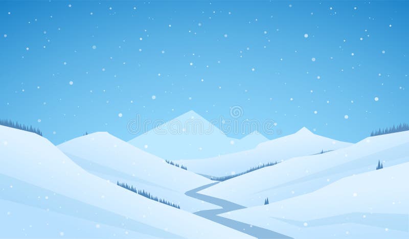 Vector Snowy Winter Mountains Landscape with Hills and River or Road. Stock Vector - Illustration of graphic, cartoon: 132942964 Vector Snowy Winter Mountains Landscape with Hills and River or Road. Stock Vector - Illustration of graphic, cartoon: 132942964