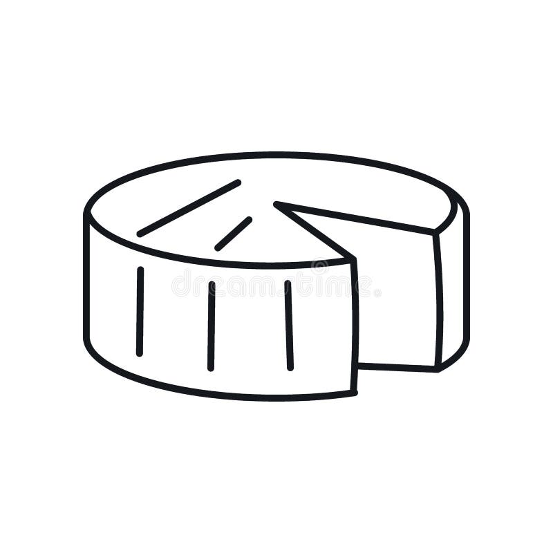 Vector Soft Brie Cheese in Line Style Isolated Stock Vector