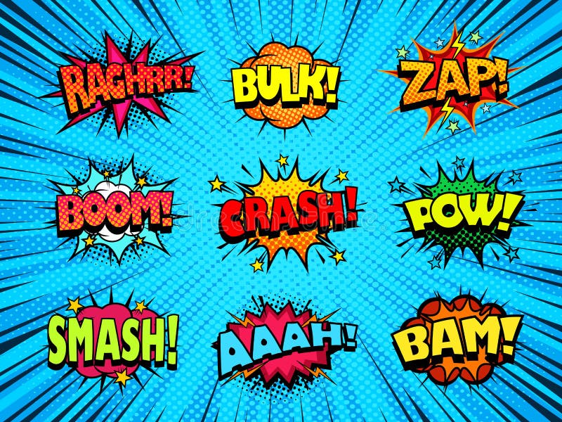 Colorful Comic Noise Clip Art Set Superheros Comic Book 