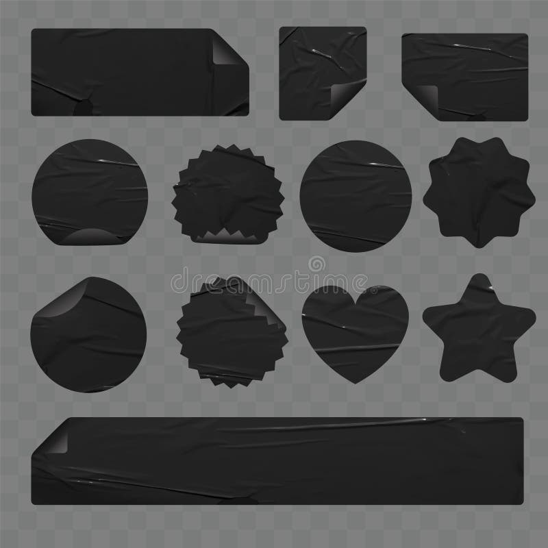 Vector Black Stickers Labels Tags of Different Shapes Template Stock