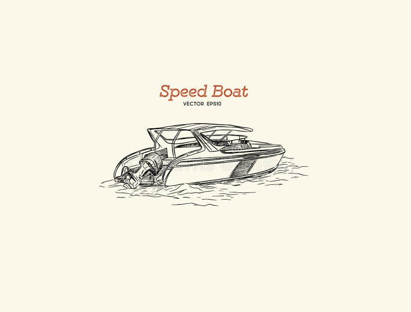 Modern line art speed boat illustration design Stock Vector Image