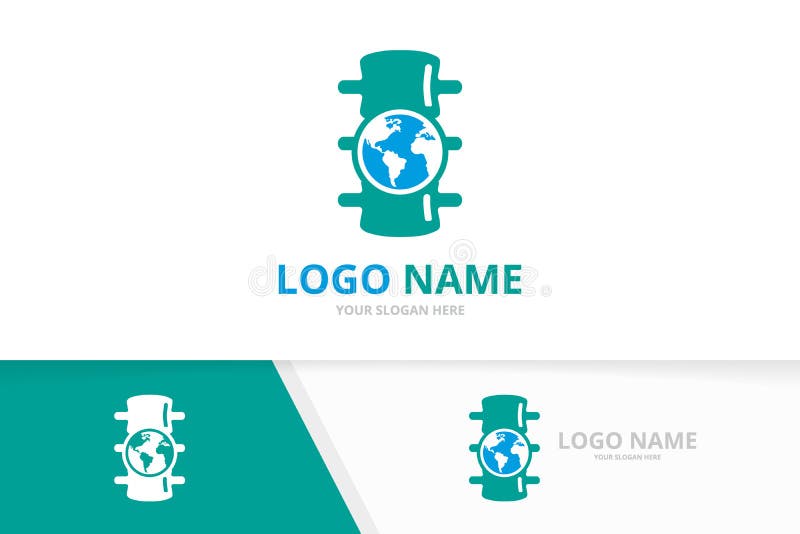 Vector spine and globe logo combination. Unique spinal diagnostic center logotype design template.